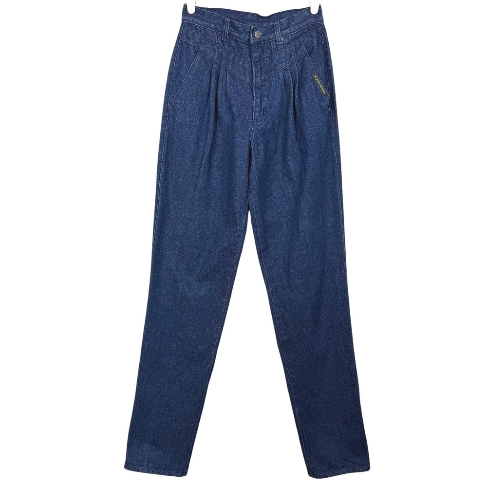 Rocky Mountain Jeans Women's 27 Blue High Rise‎ Tapered Leg Pleated Denim Pants